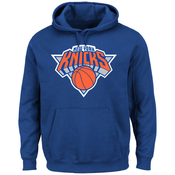  Men New York Knicks Majestic Current Logo Tech Patch Pullover Hoodie Blue->los angeles clippers->NBA Jersey